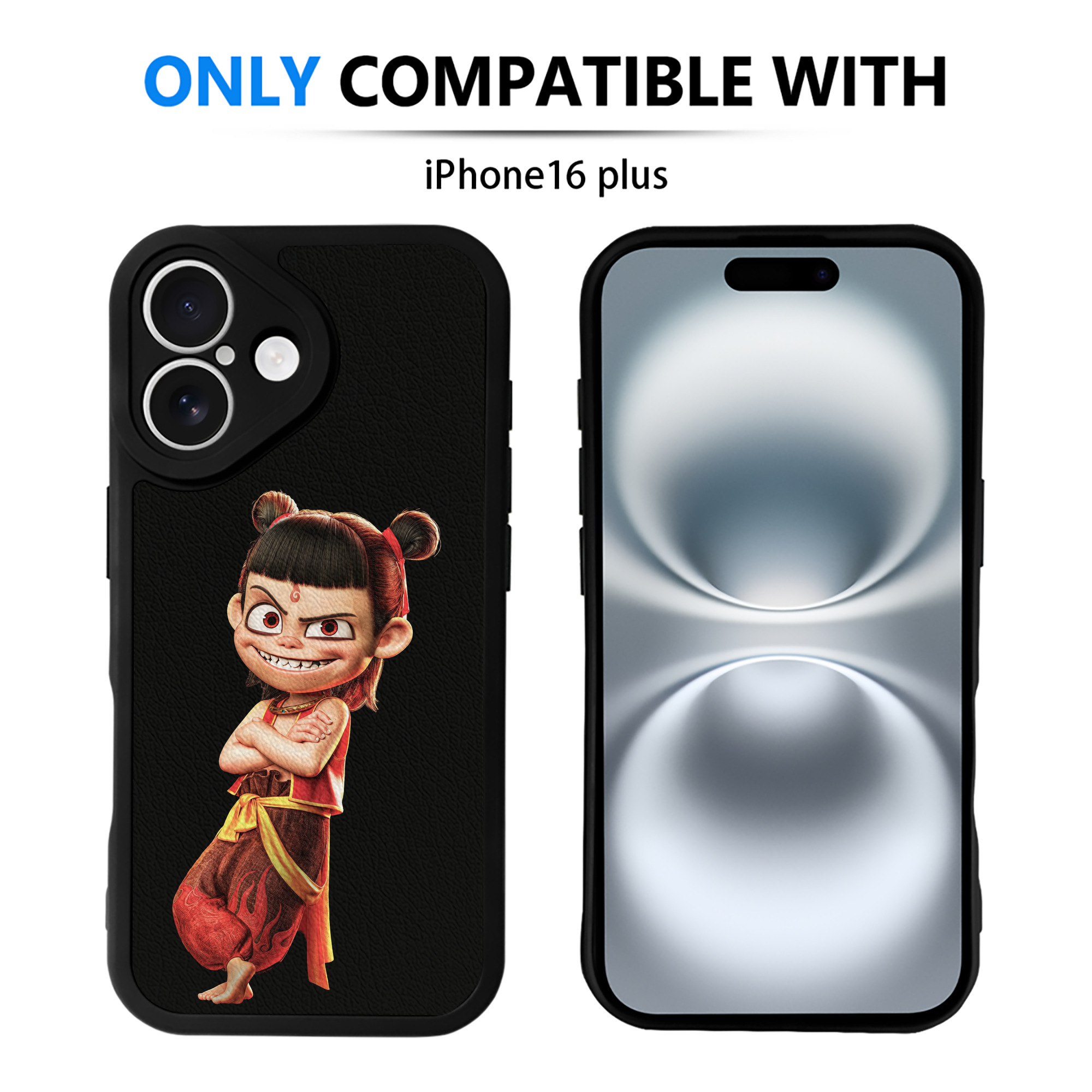 （画像用） Ne Zha 2 ナタ 魔童の大暴れ 【iPhone 16シリーズ対応】シリコンスマホケース（レザー調） 材質：シリコン